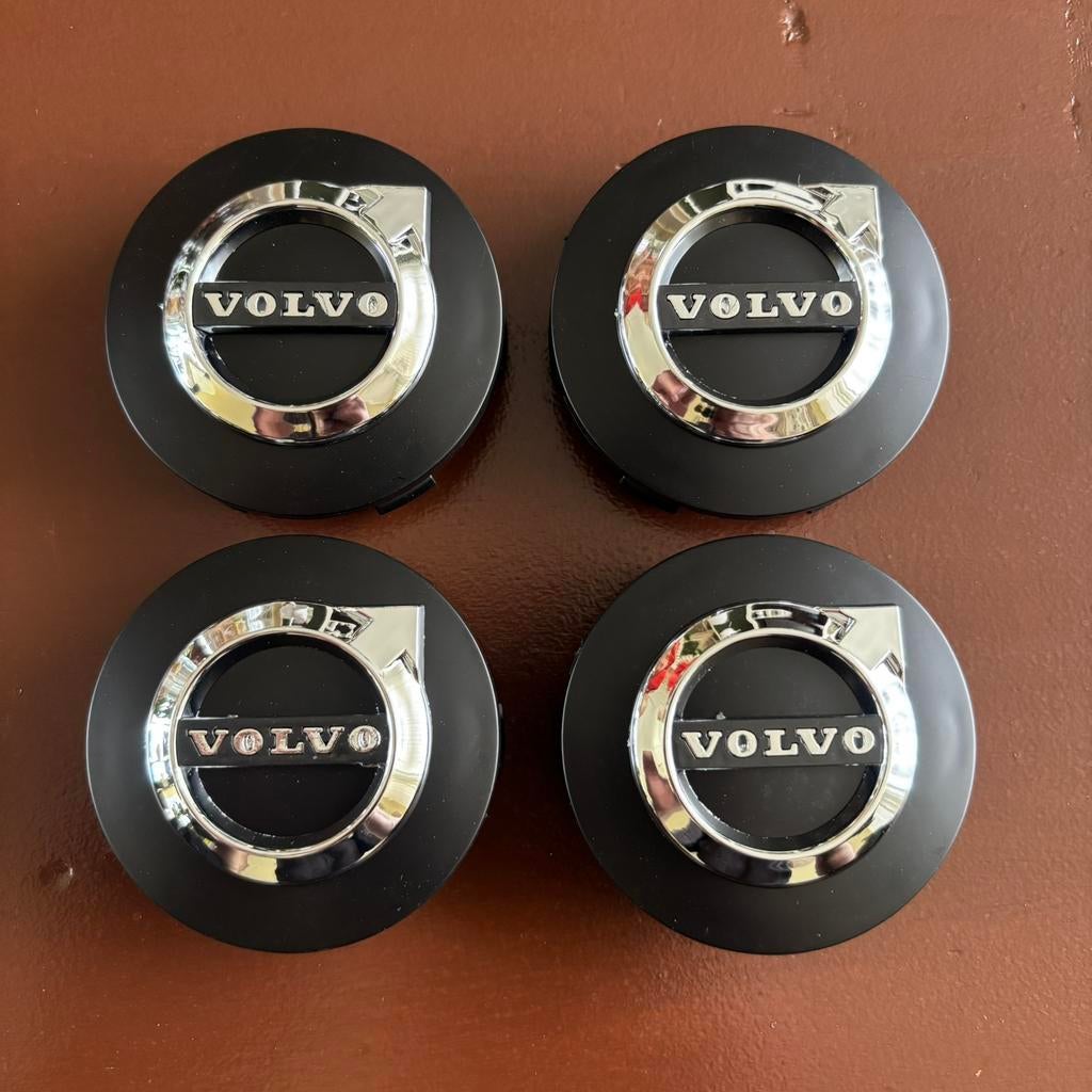 Volvo Center Caps Zwart/Chroom – Set van 4 (65mm) – Nieuw, Ophalen of Verzenden, Nieuw
