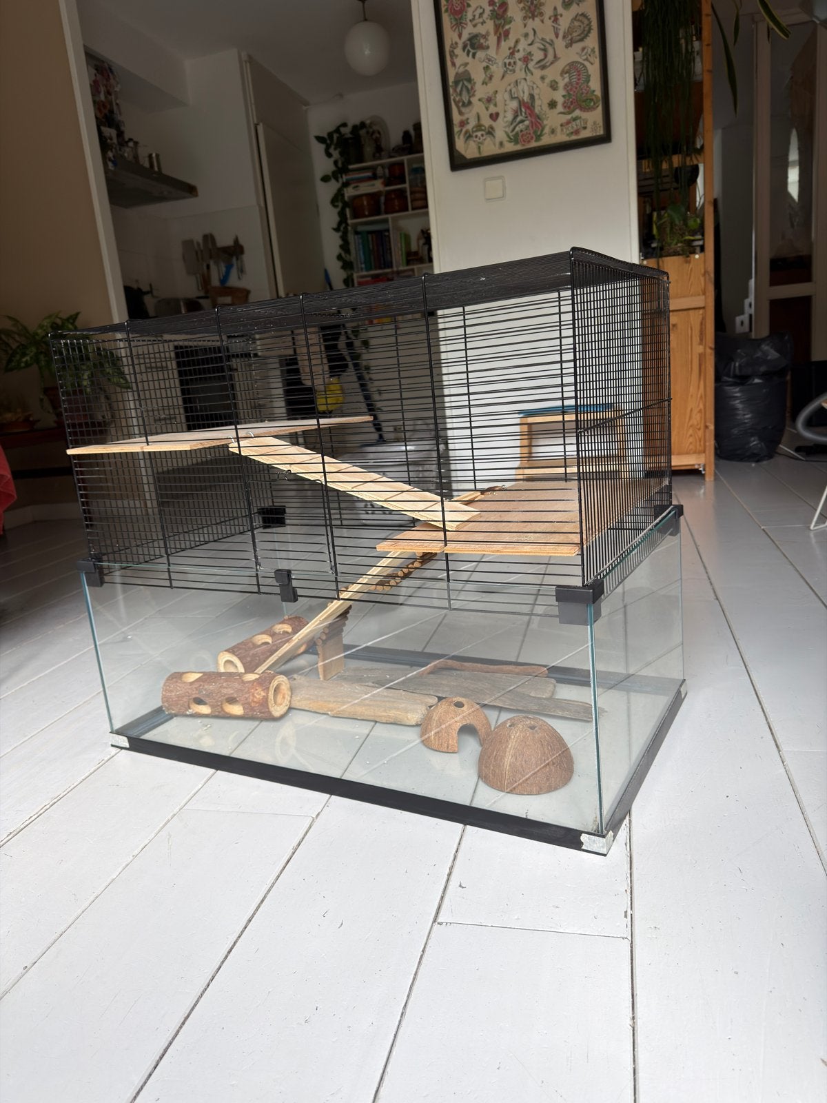 Ruime maisonnette met veel houtwerk. Per direct beschikbaar, Dieren en Toebehoren, Ophalen, Gebruikt, 60 tot 90 cm, Chinchilla