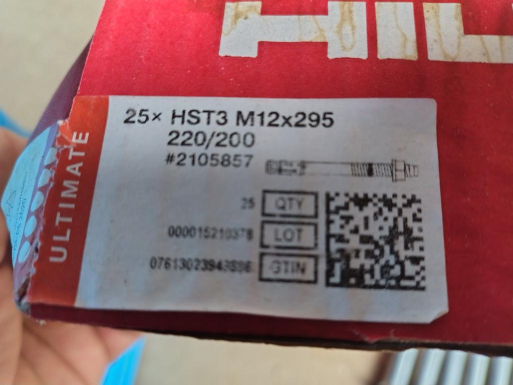 Hilti HST3 M12x295 ankerbouten - 29 stuks, Ophalen, Nieuw, 250 mm of meer, Bouten of Moeren