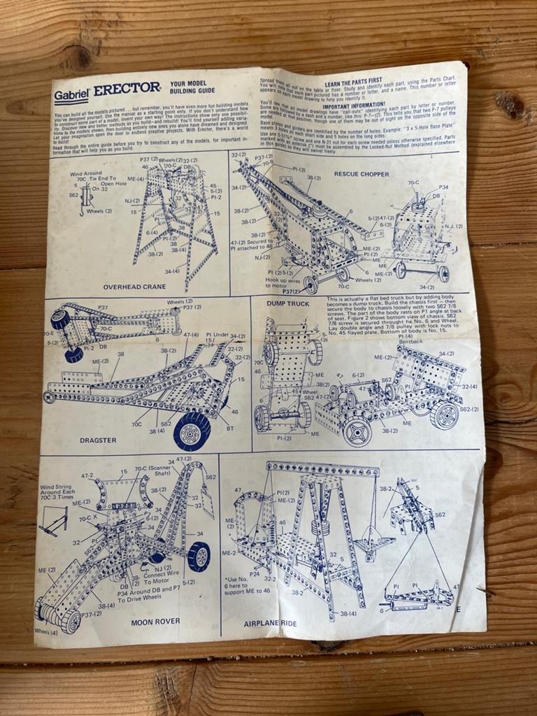 Bouwtekeningen Gabriel Erector Model Building Guide M8456, Ophalen of Verzenden
