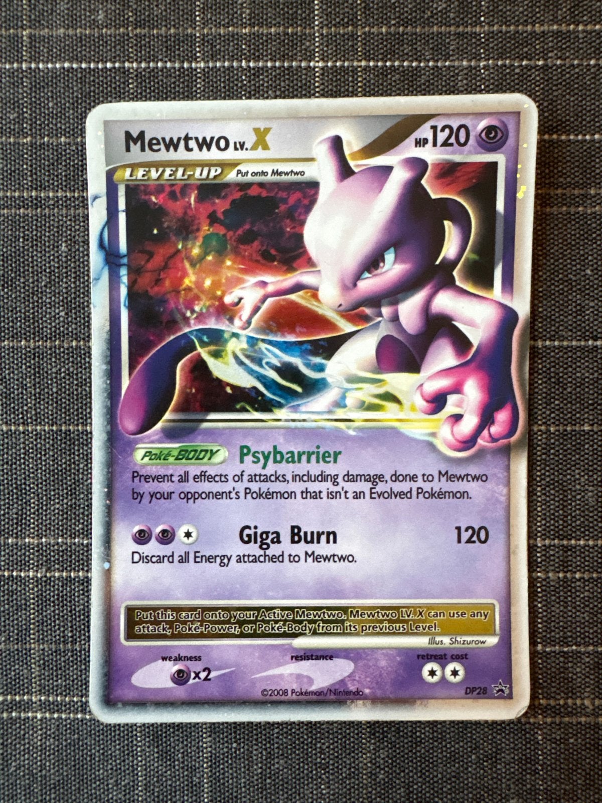 Mewtwo LV.X DP28 Promo 2008 - GD 1/2, Hobby en Vrije tijd, Ophalen of Verzenden, Gebruikt, Losse kaart, Foil