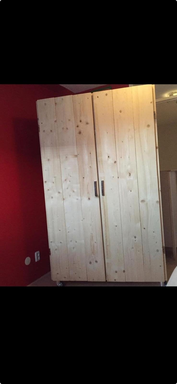 Steigerhouten kast met wielen, 210/200x120x60 cm, Huis en Inrichting, Ophalen, Met plank(en), Gebruikt, 100 tot 150 cm