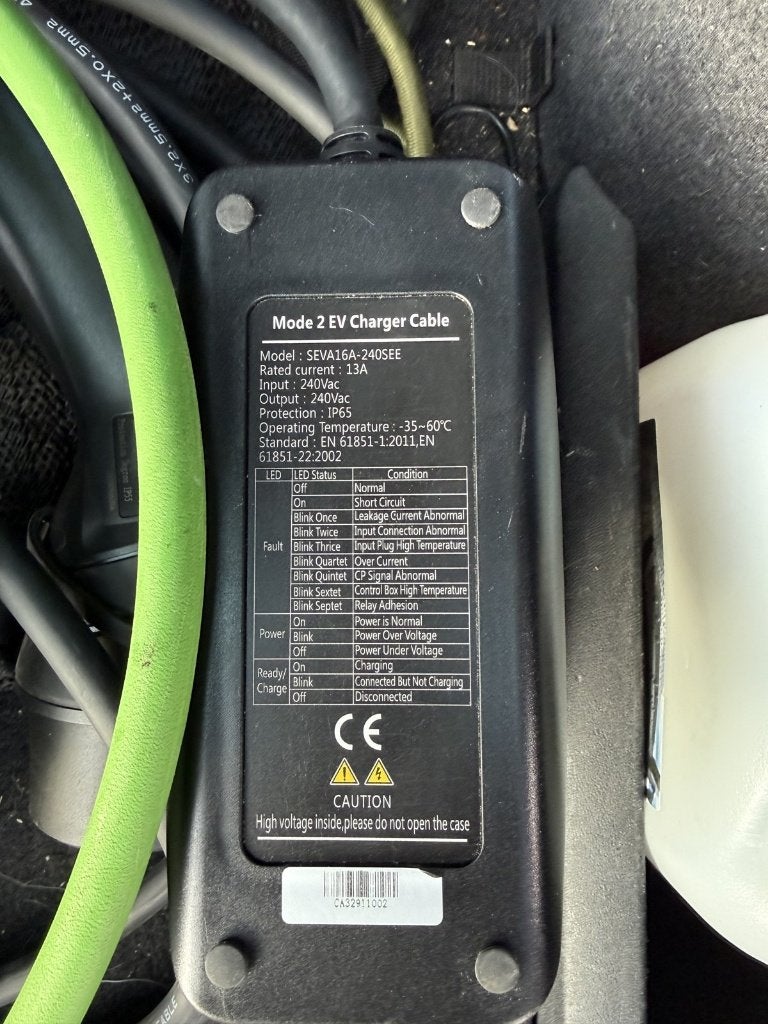 SEVA Mode 2 EV laadkabel controller 16A, Gebruikt, Scartkabel, Ophalen of Verzenden, Minder dan 2 meter