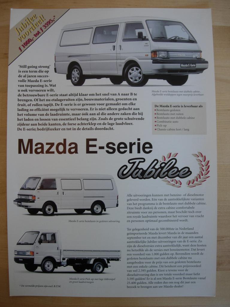 Mazda E2200 E2000 Technische Specificatie Brochure 1996, Mazda, Ophalen of Verzenden, Zo goed als nieuw, Mazda