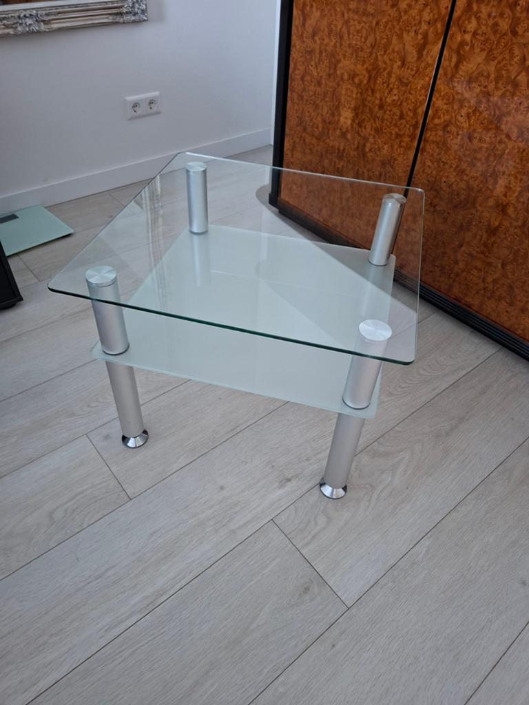 Glazen Bijzettafel/Hoektafel - 46x60x60 cm, Gebruikt, 50 tot 100 cm, Vierkant, Glas