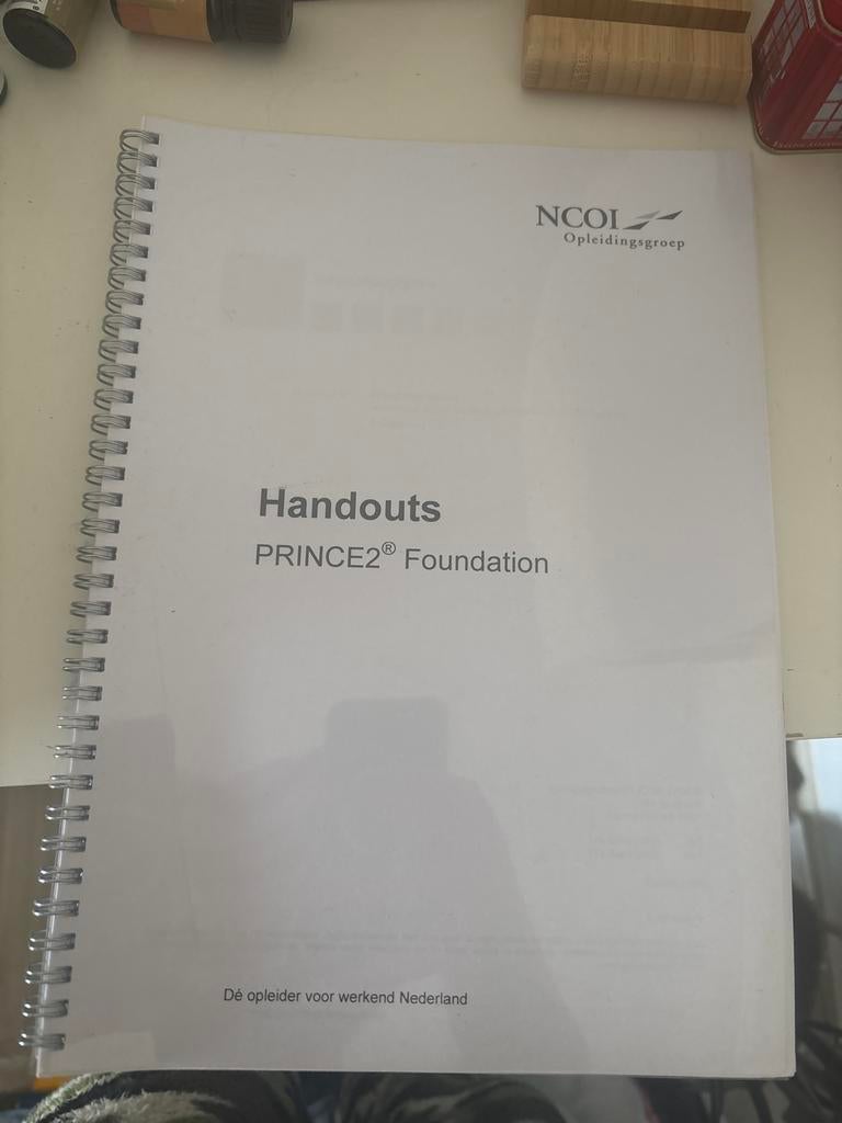 Handouts PRINCE2 Foundation NCOL, Boeken, Studieboeken en Cursussen, Ophalen of Verzenden, Gamma, Gelezen, Overige niveaus