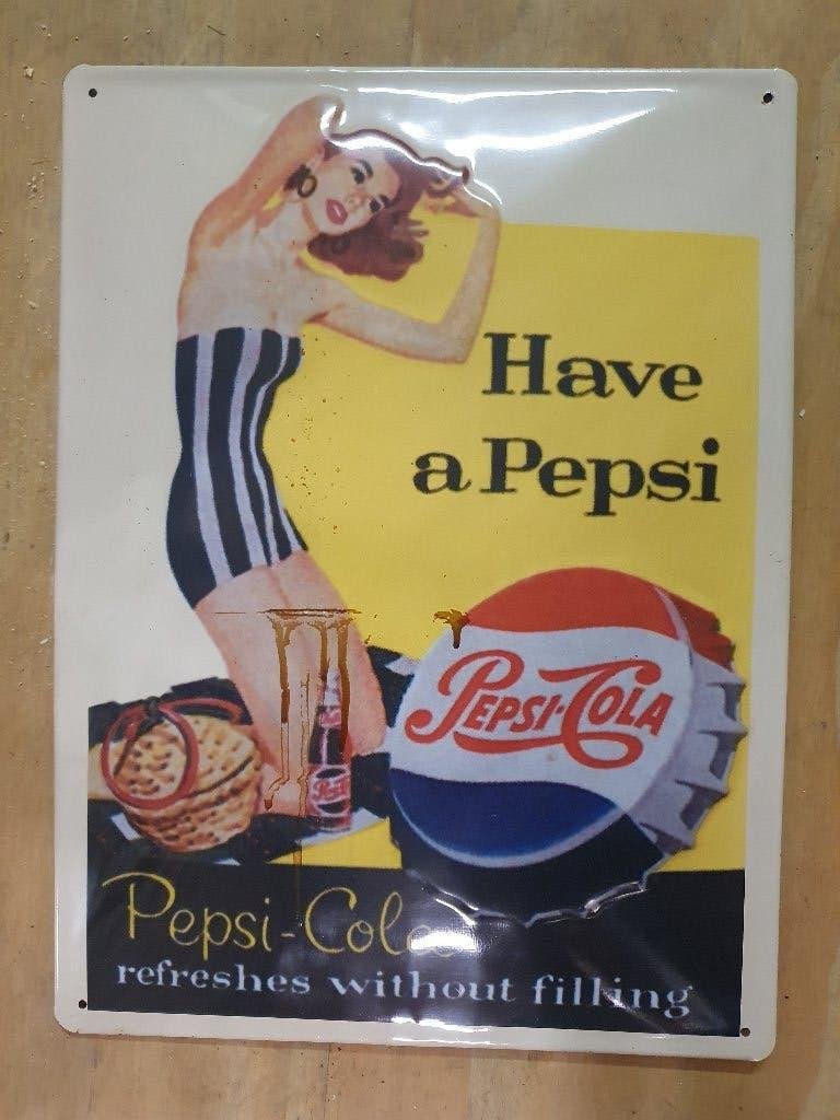 oud Pepsi Cola bord, Ophalen of Verzenden, Gebruikt, Reclamebord