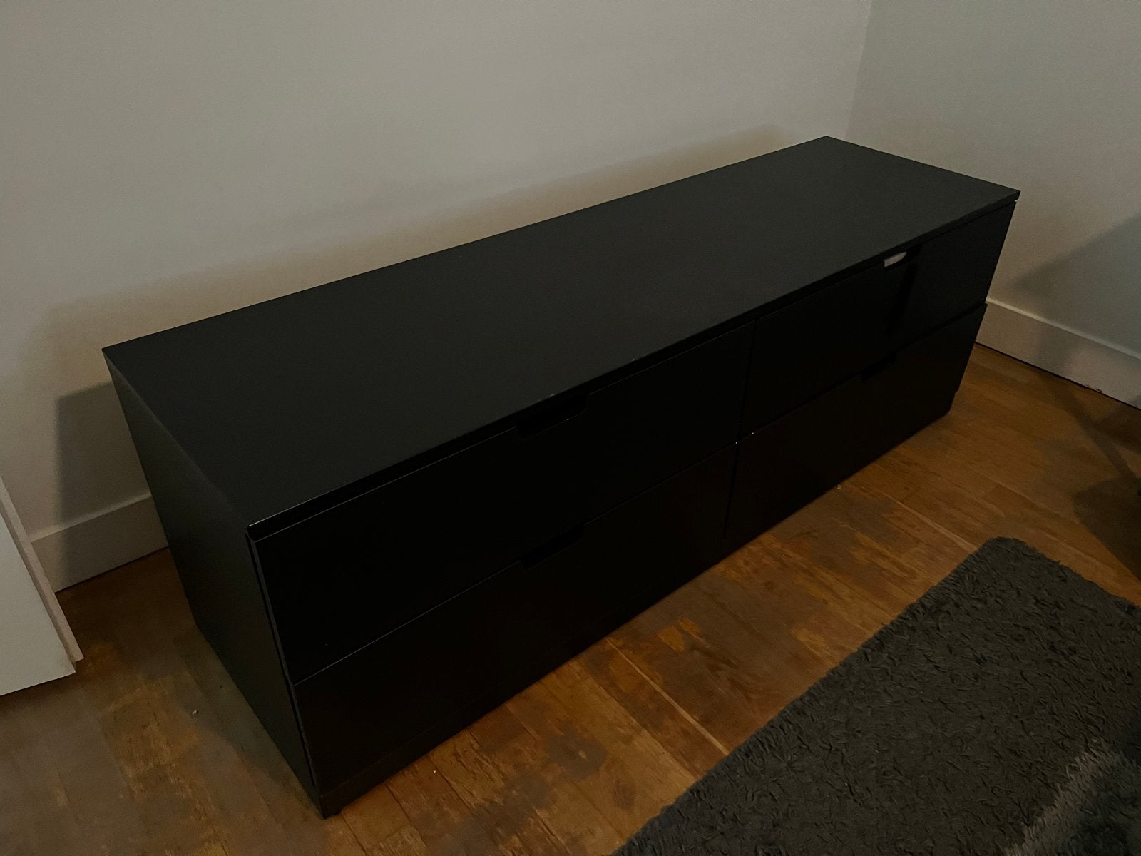 Ikea NORDLI ladekast 4 lades, antraciet, 160x54x47 cm, Ophalen, 150 tot 200 cm, Zo goed als nieuw, 3 of 4 laden
