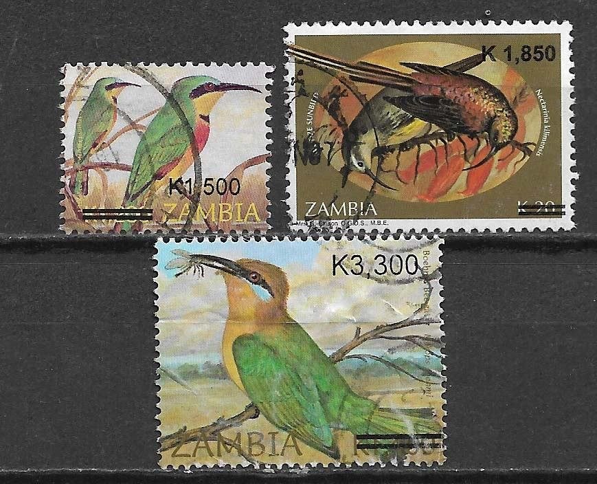 Zambia 2007 Vogel honingzuiger bijeneter overdruk nw waarde, Ophalen of Verzenden, Zambia, Gestempeld