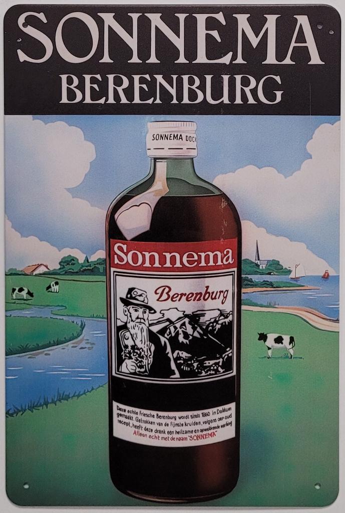 Sonnema Berenburg fles reclamebord van metaal wandbord deco
