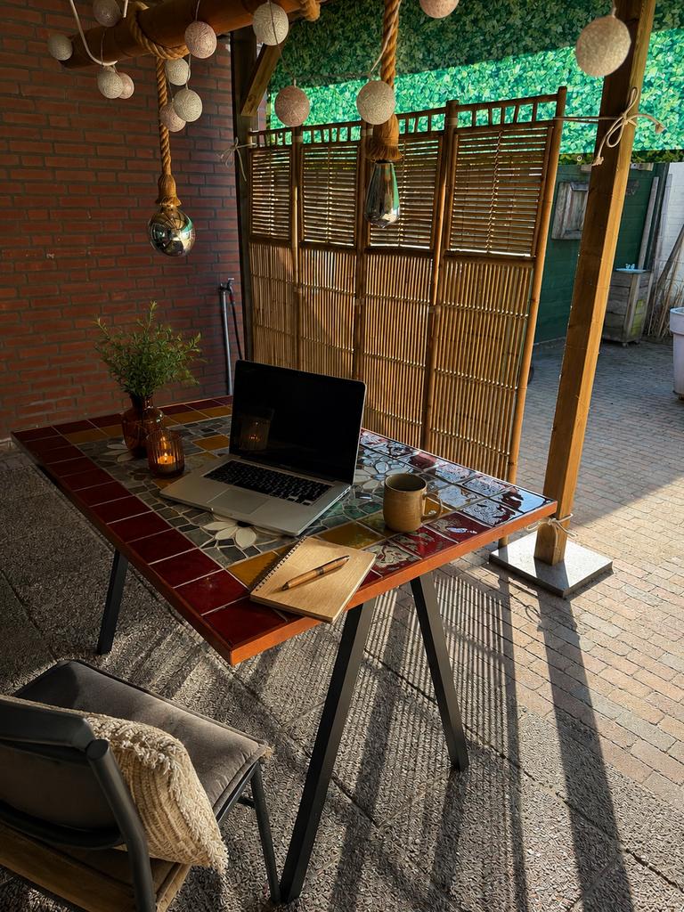 Unieke handgemaakte mozaïek tafel, Ophalen, 100 tot 150 cm, 50 tot 100 cm, Zo goed als nieuw