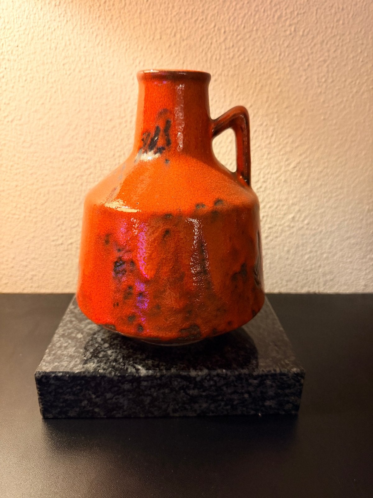Mooie rood orange vaas, Ophalen, Zo goed als nieuw, Rood