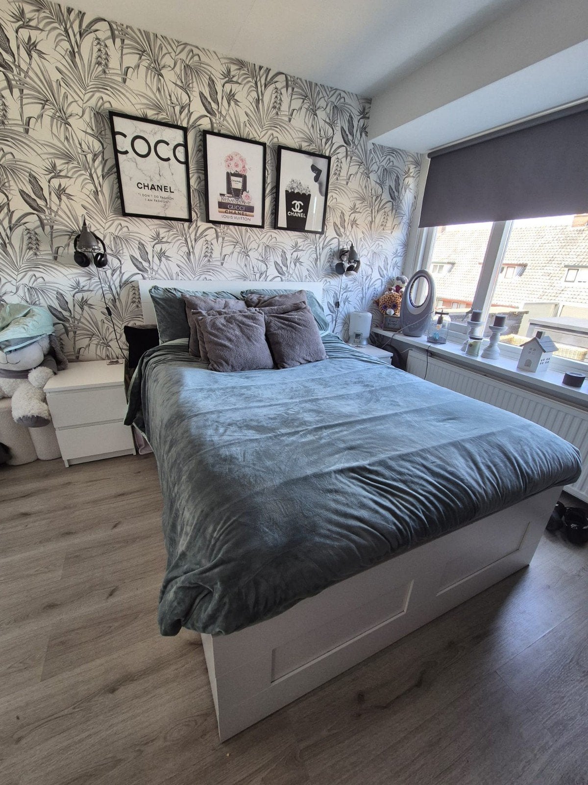 Brimnes bed wit 140x200 incl lattenbodems en hoofdbord, Ophalen, Tweepersoons, Wit, 140 cm