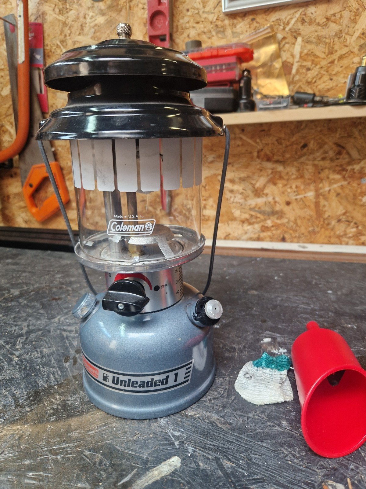 Mooie Coleman Unleaded 1 lamp met accessoires, Caravans en Kamperen, Ophalen of Verzenden, Gebruikt