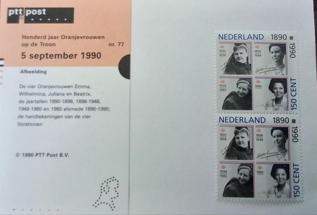 Postzegels 100 jaar Oranjevrouwen op de Troon 1990, Ophalen of Verzenden
