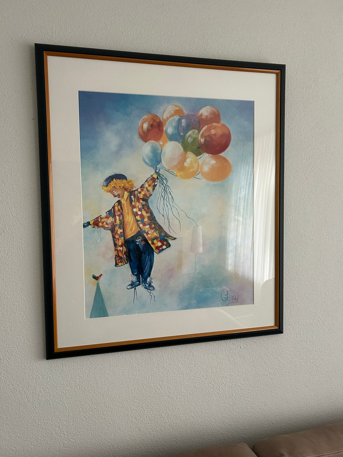 Vrolijke clown met ballonnen - Kleurrijke kunstprint, Antiek en Kunst, Overige stijlen, Portret of Personen, Ophalen of Verzenden