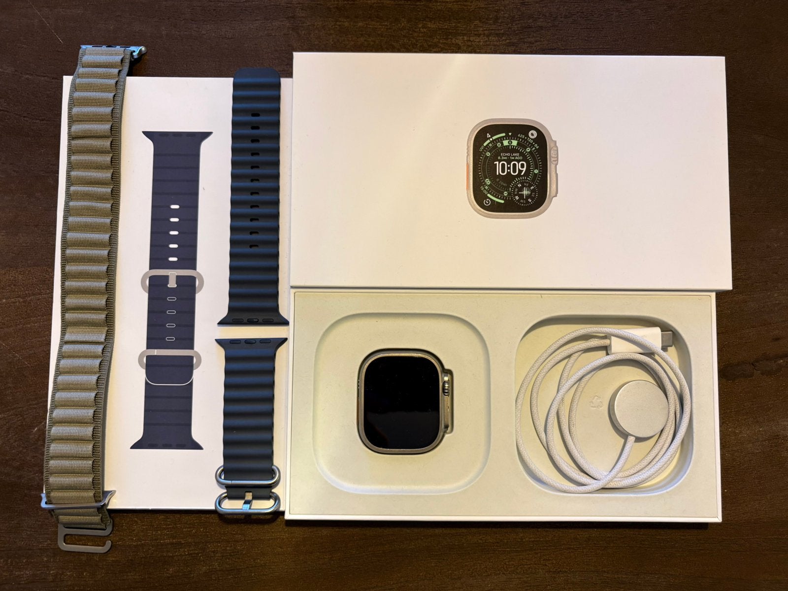 Apple Watch Ultra 3 49mm + 2 bandjes – 100% batterij, IOS, Ophalen of Verzenden, Zo goed als nieuw, Waterdicht