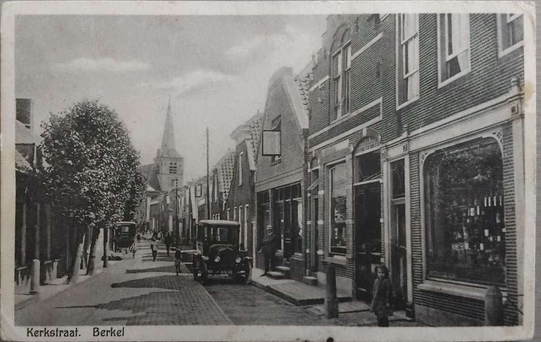 Fotokaart Kerkstraat Berkel (Zuid-Holland) - 1936, Ophalen of Verzenden, 1920 tot 1940, Gelopen, Zuid-Holland