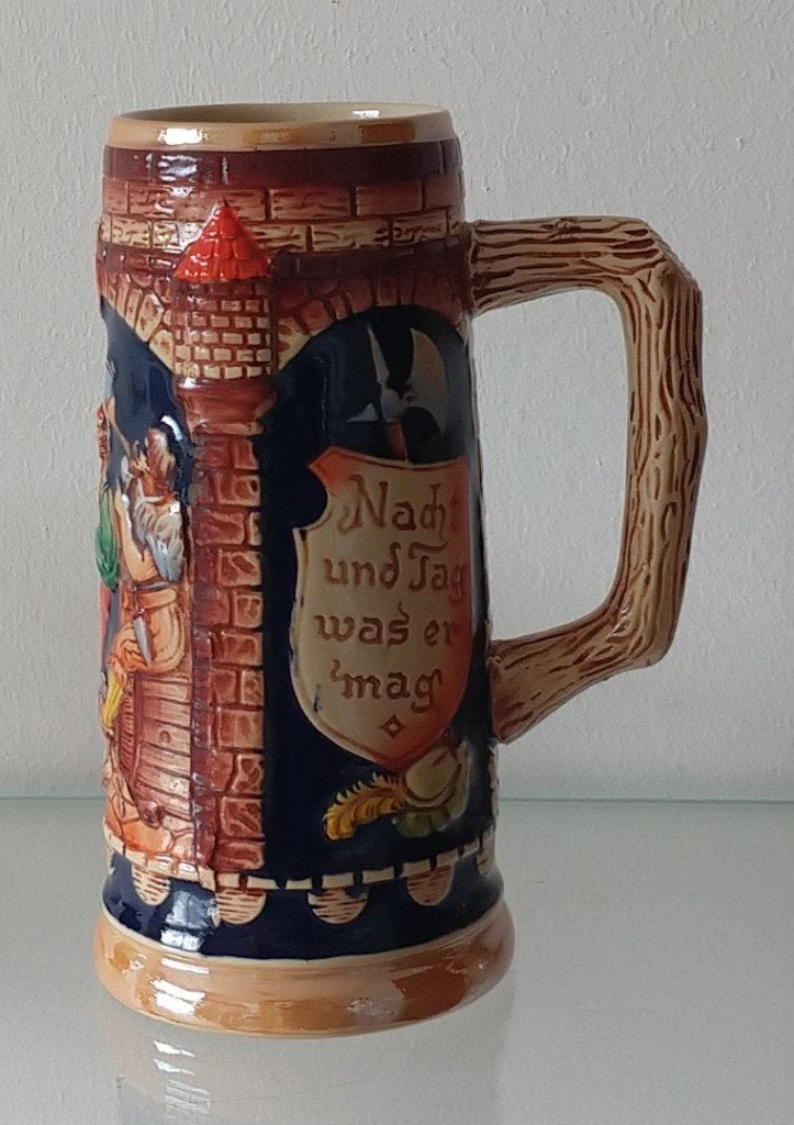 vintage handgeschiulderde duitse bierpul, volgnr 55, Ophalen of Verzenden, Zo goed als nieuw, Pul(len), Overige merken