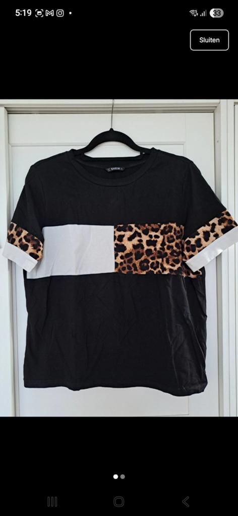 Shirt met panter print, Zwart, Maat 42/44 (L), Ophalen of Verzenden, Zo goed als nieuw