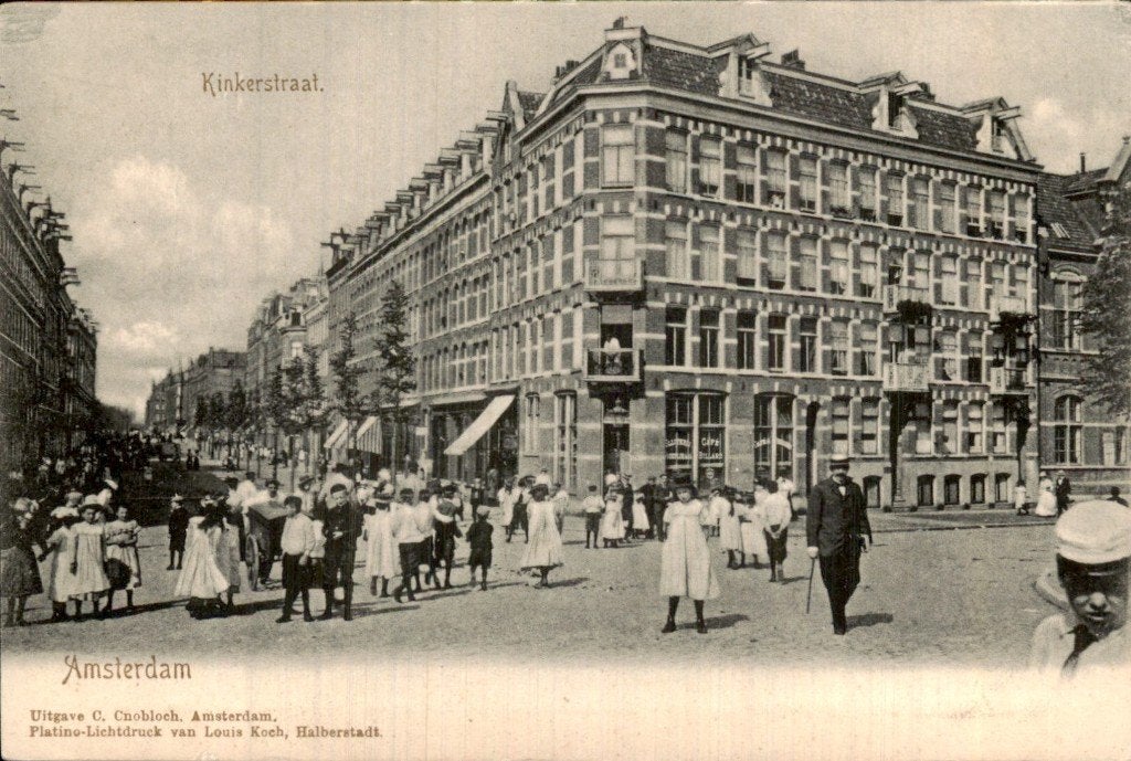 Amsterdam - Kinkerstraat - Straatbeeld, Verzamelen, Ansichtkaarten | Nederland, Ophalen of Verzenden, Voor 1920, Ongelopen, Noord-Holland