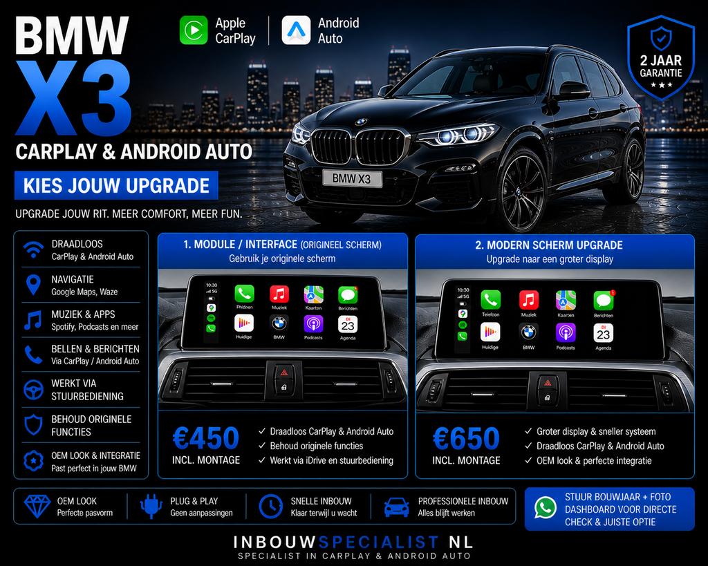 BMW X3 CarPlay Android Auto | Scherm of Interface | Inbouw, Ophalen, Nieuw