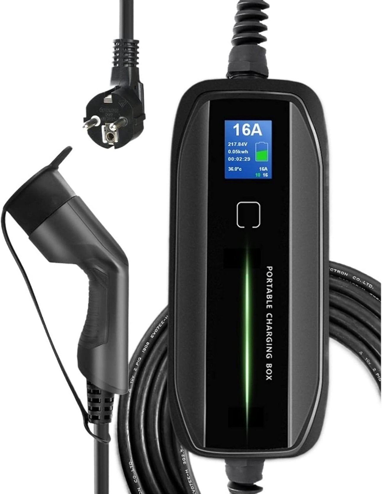 Type 2 Laadkabel EV Charger 10/16A LCD 6 Meter Zwart, Ophalen of Verzenden, Nieuw