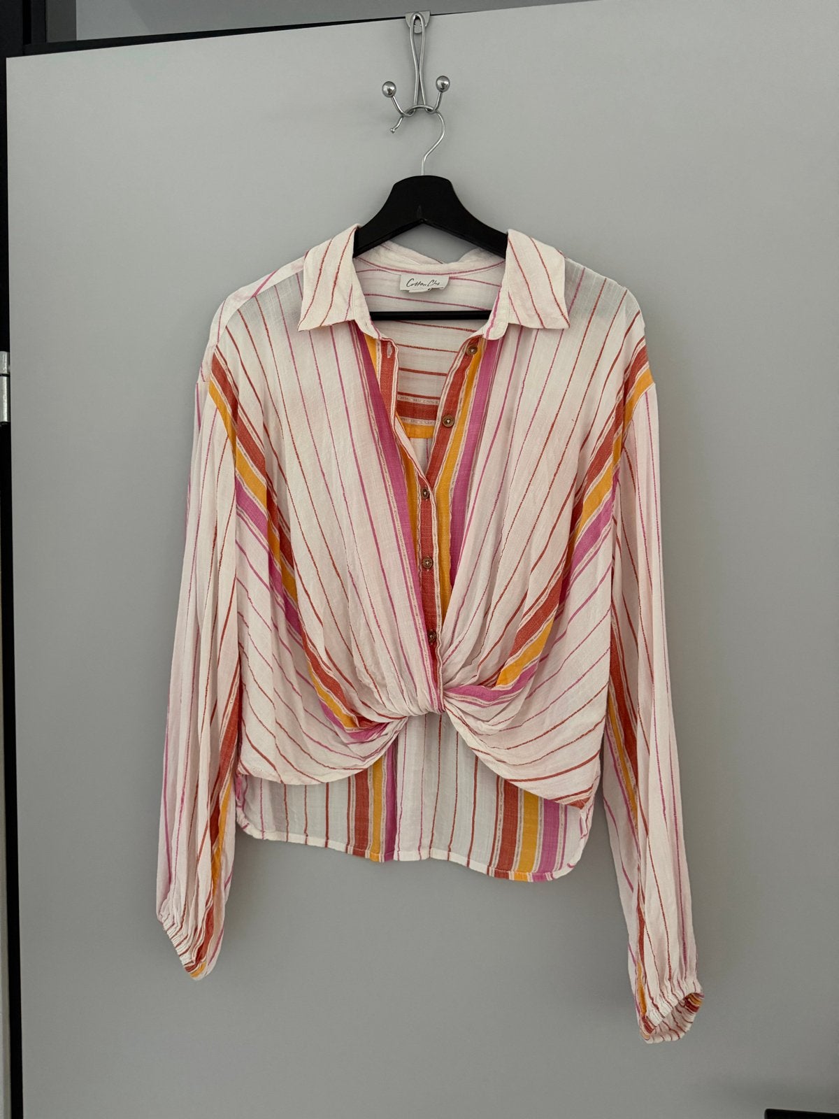 Cotton Club gestreepte blouse met knoopdetail - Maat M, Kleding | Dames, Ophalen of Verzenden, Zo goed als nieuw, Maat 38/40 (M)