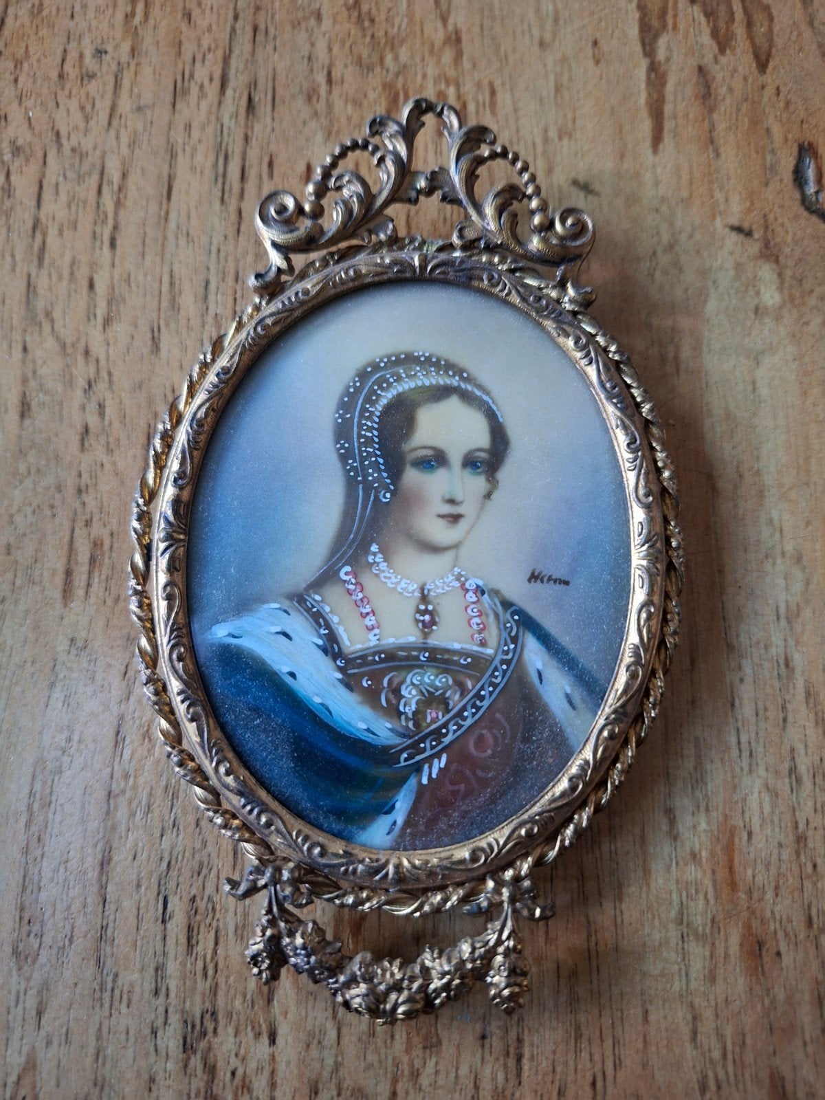 Antiek Miniatuur Portret, Paneel, Portret of Personen, Ophalen of Verzenden, Olieverf