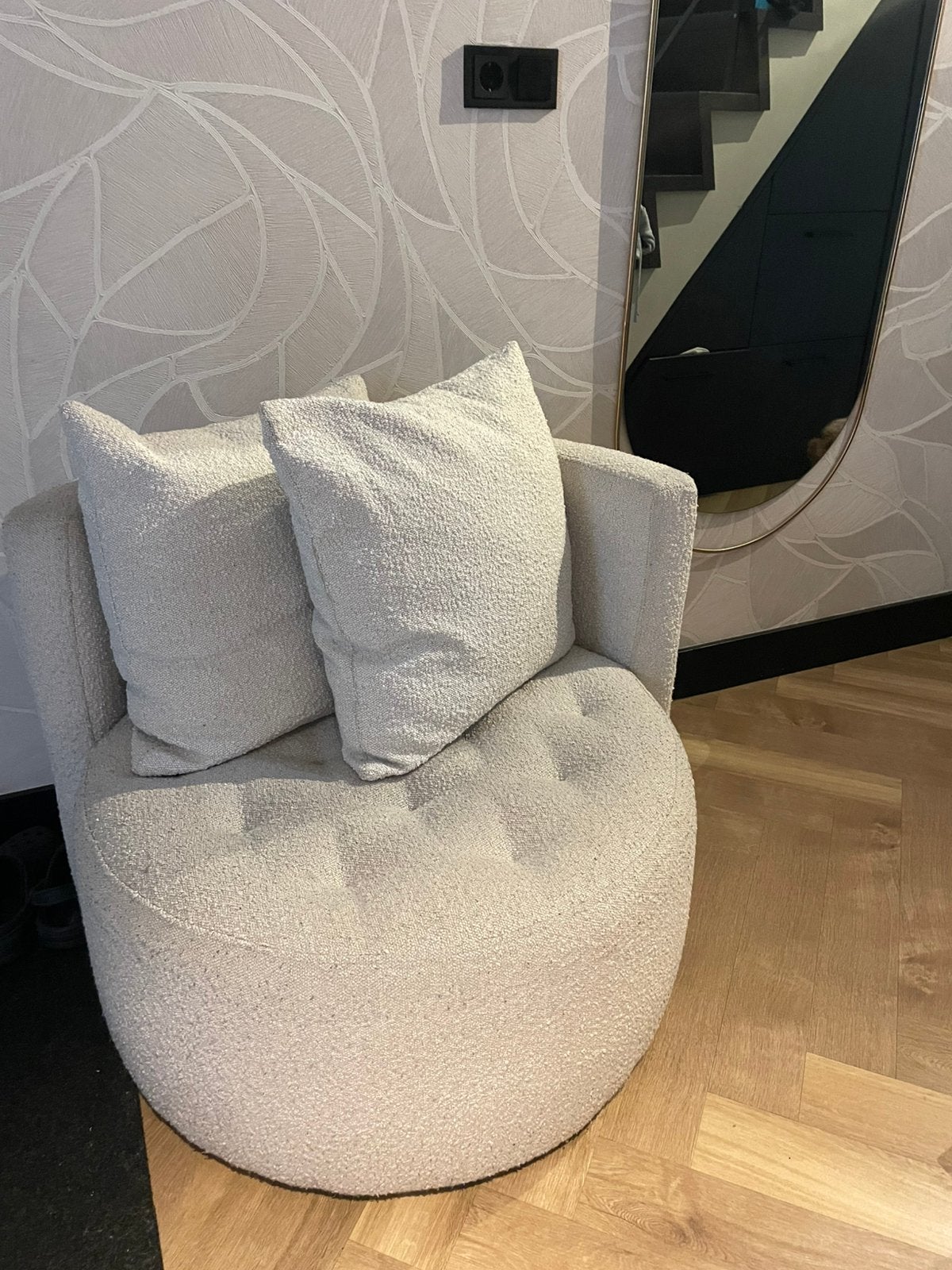 Boucle fauteuil wehkamp -, Huis en Inrichting, Ophalen, Eenpersoons, 75 tot 100 cm, Zo goed als nieuw