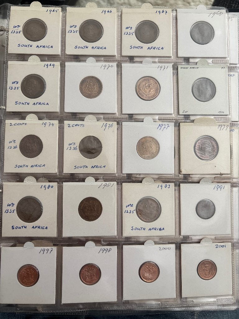 Mooie Jaargangset Zuid-Afrika 2 Cents (1965 - 2001) – 25, Ophalen of Verzenden, Zuid-Afrika, Setje