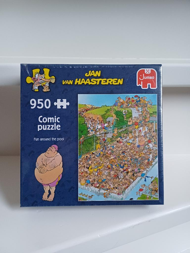 JAN VAN HAASTEREN PUZZEL 950ST FUN AROUND THE POOL GESEALED, Hobby en Vrije tijd, Denksport en Puzzels, Ophalen of Verzenden, 500 t/m 1500 stukjes