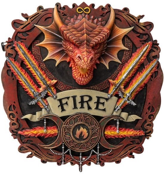 Anne Stokes Draak Wandplaat - Fire Elemental Magic - 28cm, Meerkleurig, Overige materialen, Overige stijlen, Nieuw