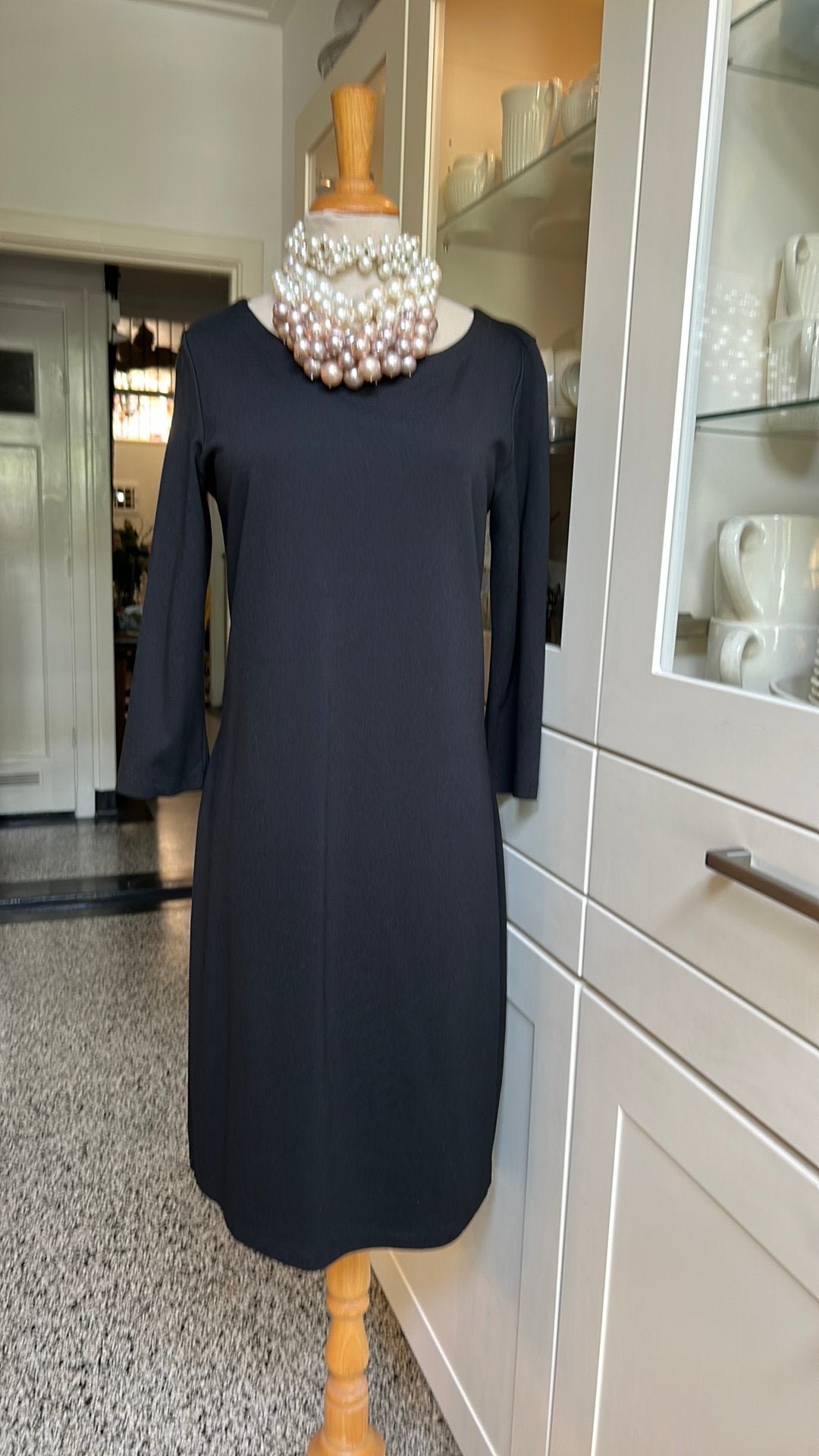 Zwarte tricot OPUS jurk, 38 met 3/4 mouw. Nieuw, Kleding | Dames, Jurken, Maat 38/40 (M), Zwart, Nieuw, Ophalen of Verzenden