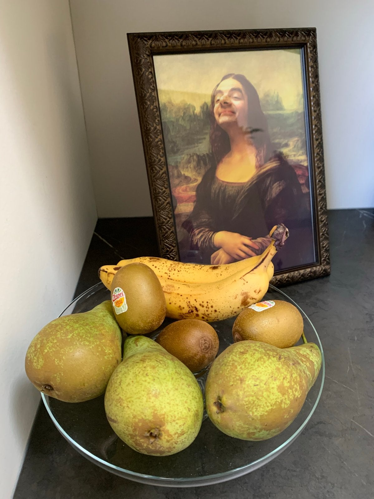Mona Lisa met Mr. Bean fotolijst - humoristisch, 24 cm, Bruin, Met glas, Ophalen of Verzenden