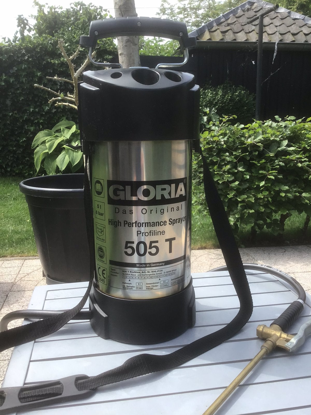 Gloria 505 T professionele RVS drukspuit, Ophalen