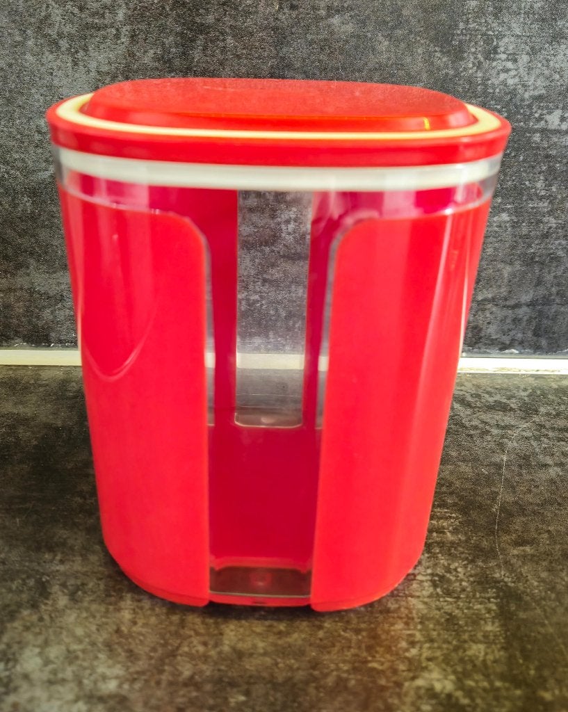 Tupperware Eleganzia vensterbus 1,5L Rood Wit, Ophalen of Verzenden, Zo goed als nieuw, Met deksel, Bus of Trommel