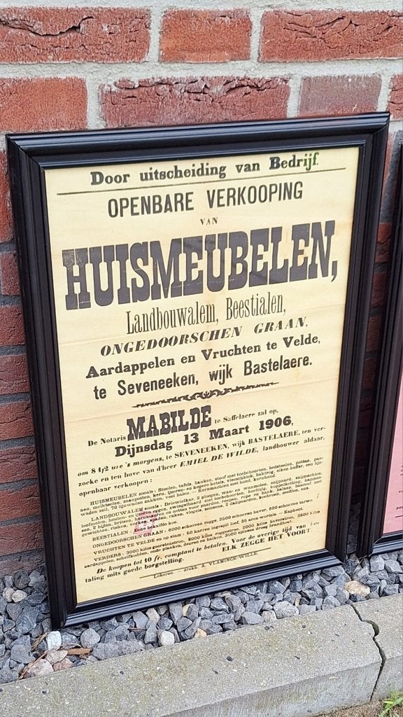 Toffe antieke affiches vanuit België van openbare verkooping, Ophalen, Met lijst, A1 t/m A3, Overige onderwerpen