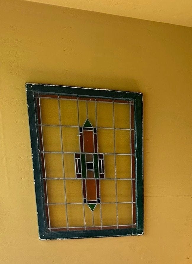 Glas in lood raam, Doe-het-zelf en Verbouw, Glas en Ramen, Ophalen, Gebruikt, Glas in lood, 80 tot 120 cm