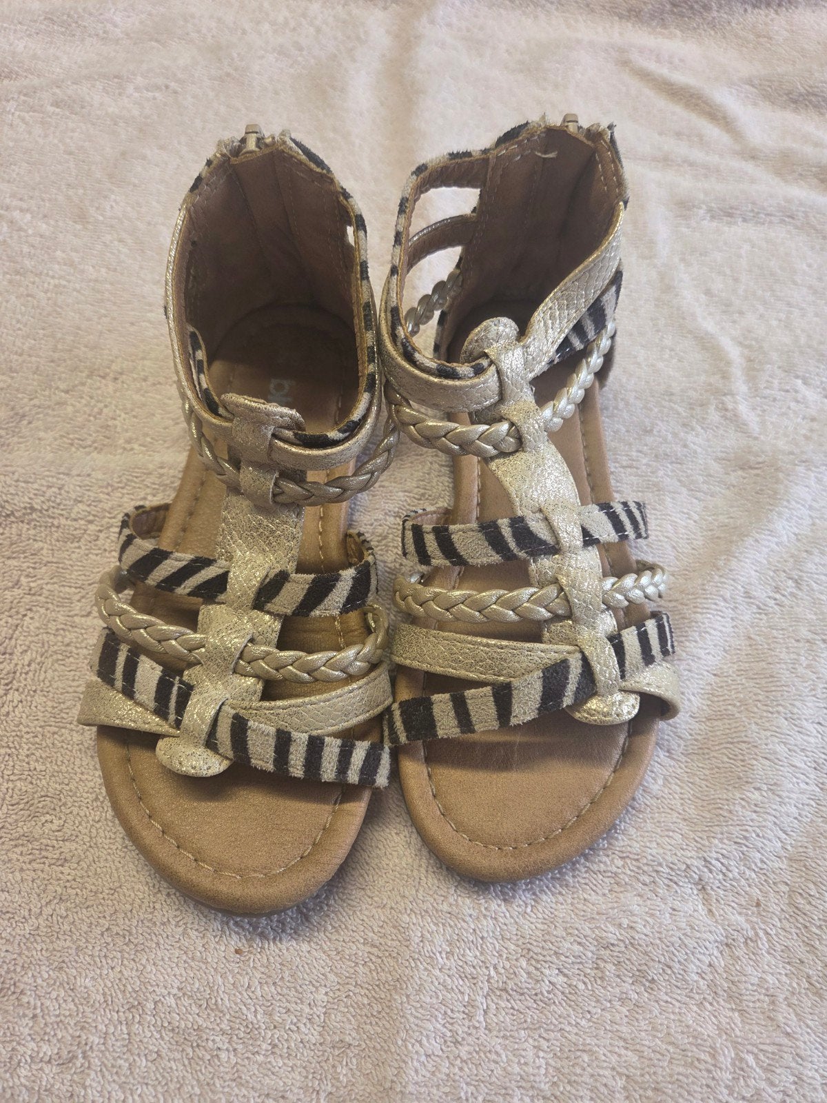 Bluebox gouden sandalen met zebraprint, maat 28, Gebruikt, Bluebox, Meisje, Schoenen