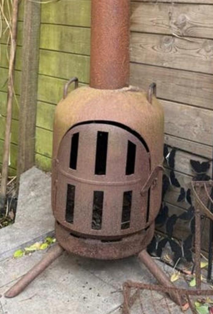 Unieke kachel van gasfles - robuust en sfeervol, Ophalen, Zo goed als nieuw