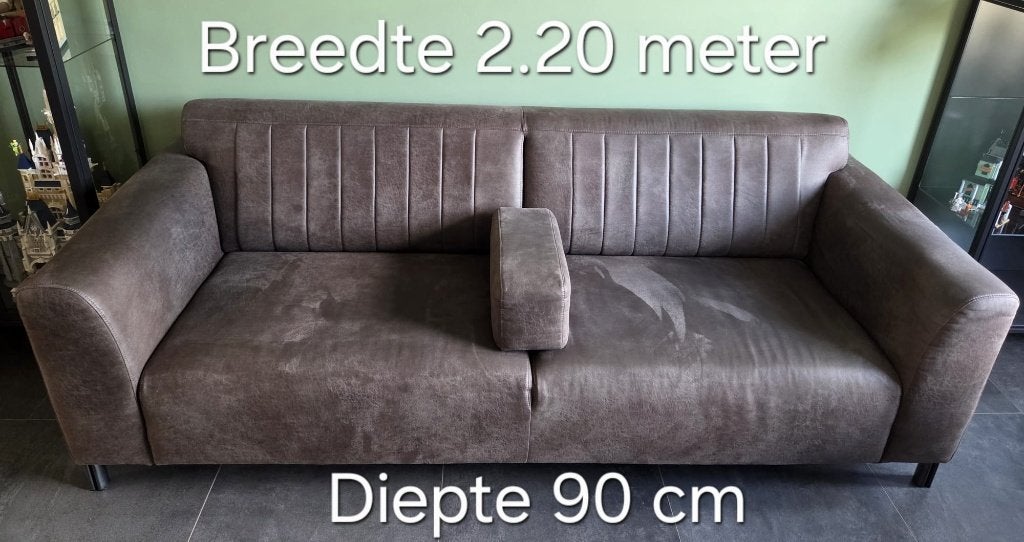 Bankstel 2,5 zits en 3 zits, Ophalen, Leer, Driepersoons, 75 tot 100 cm