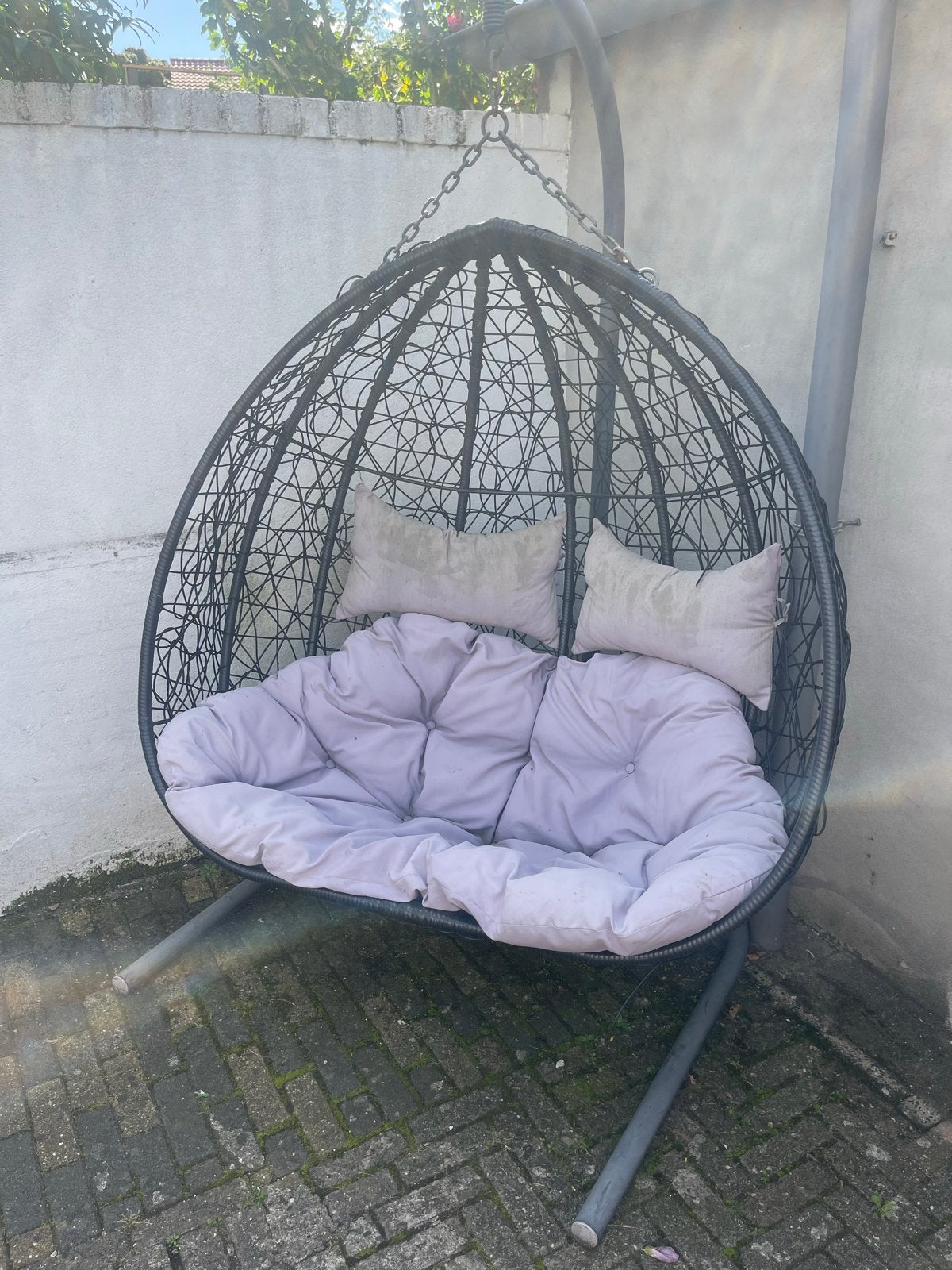 Twee persoons hangstoel/ei voor in de tuin, Ophalen, Gebruikt, Metaal