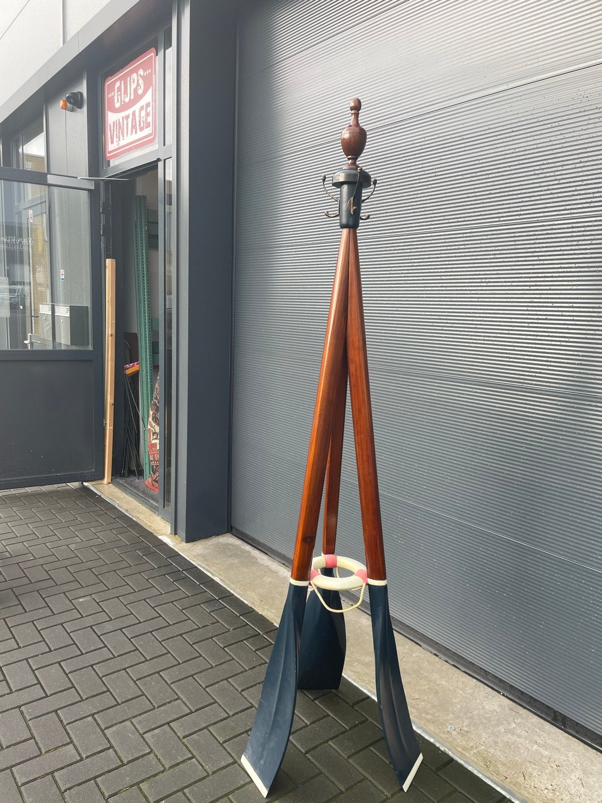 Unieke staande kapstok van roeispanen, Ophalen, Gebruikt, Gijpsvintage, Staande kapstok