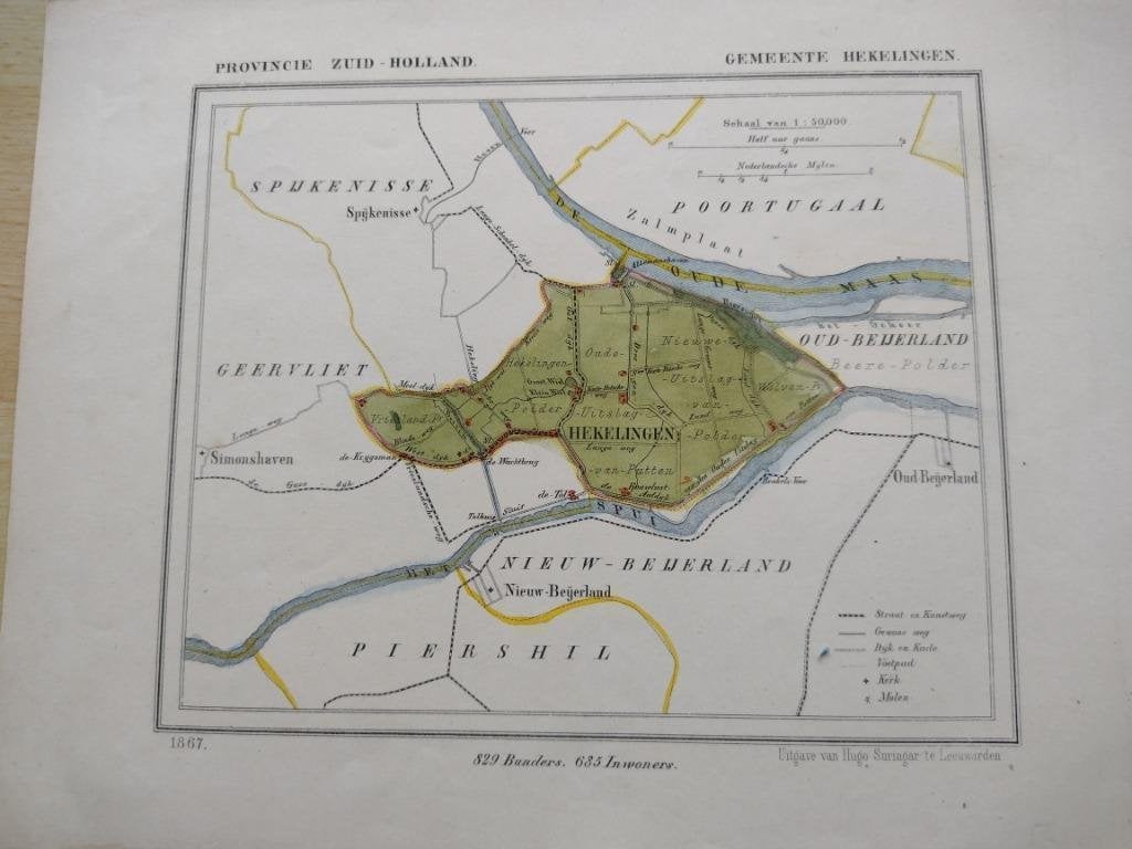 64 Hekelingen Simonshaven Litho Kuyper 1867, Antiek en Kunst, Ophalen of Verzenden