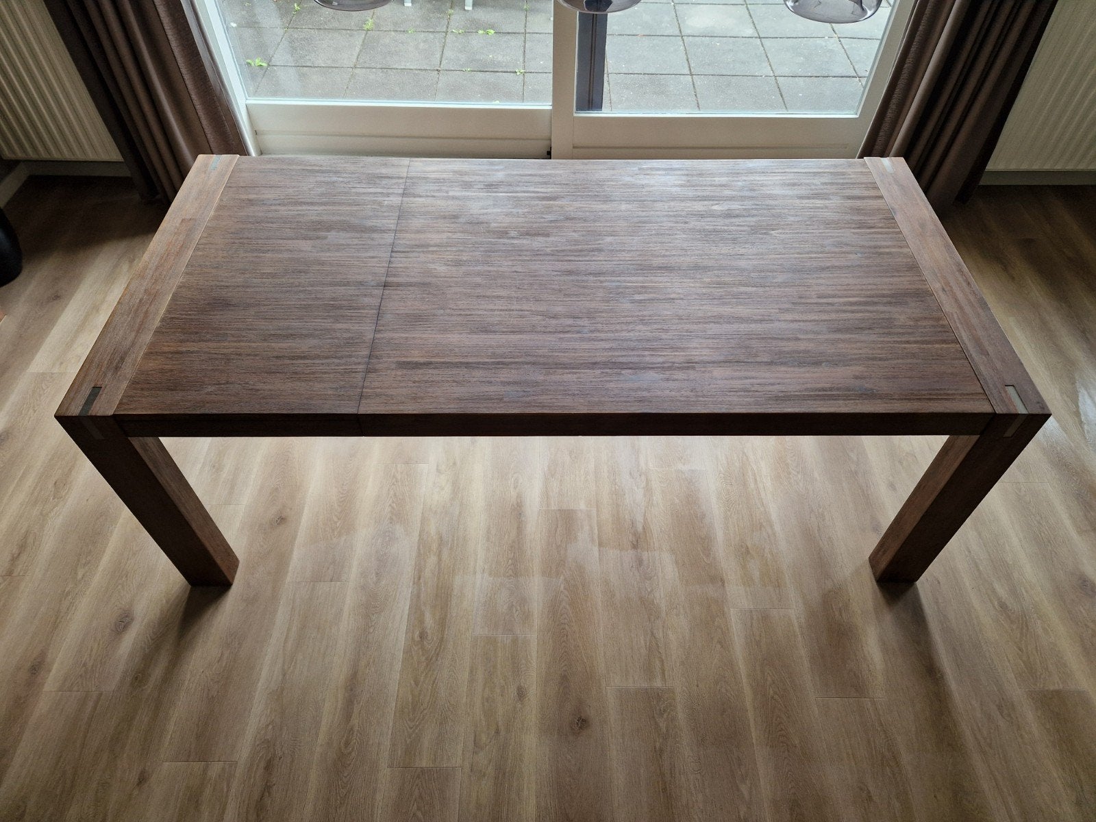 Stevige uitschuifbare acaciahouten eettafel, Ophalen, Rechthoekig, 50 tot 100 cm