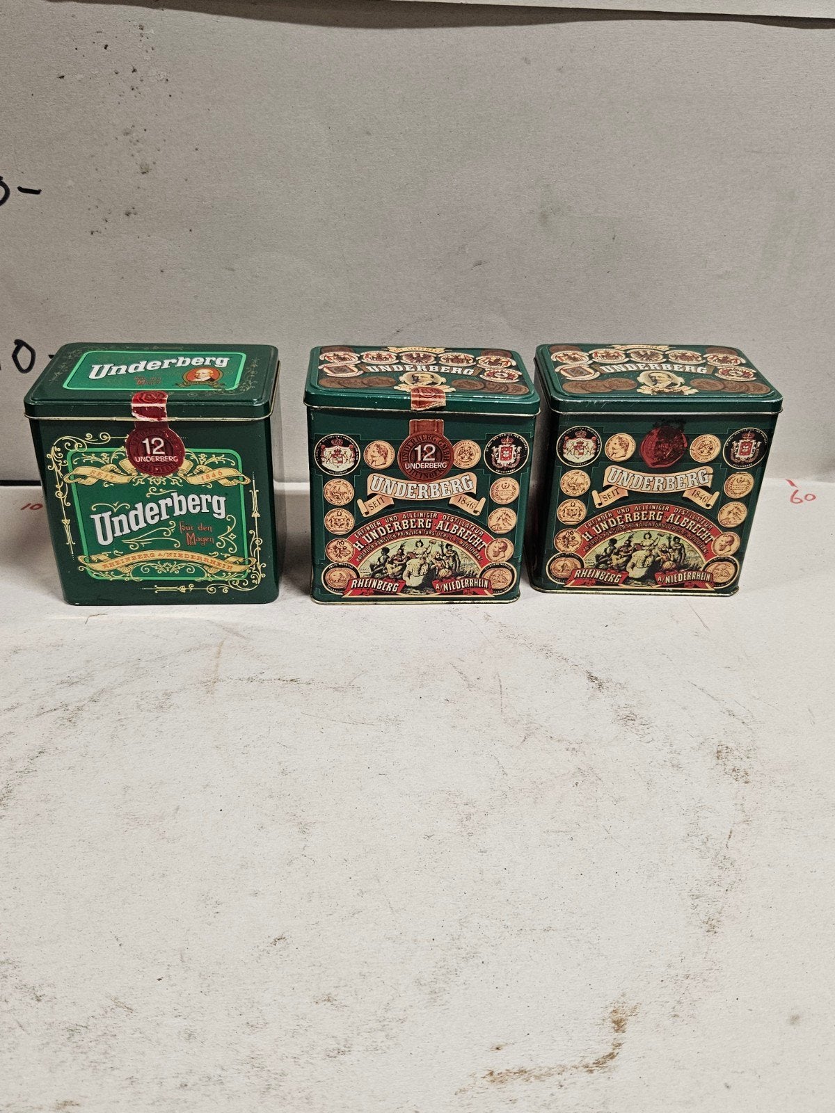 Set van 3 Vintage Underberg Blikken - Verzamelobject, Ophalen of Verzenden
