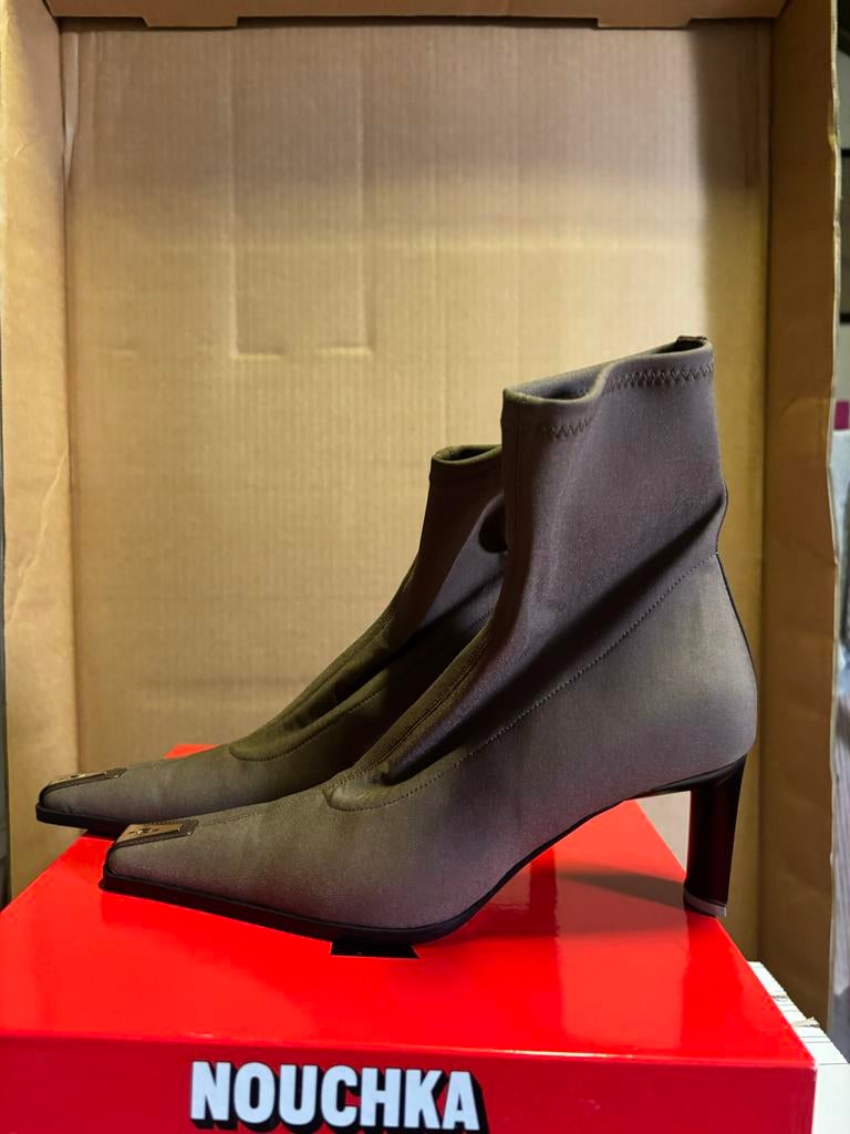 Nouchka Leren Laarzen met Nylon - Maat 36.5, Bruin, Lage of Enkellaarzen, Ophalen of Verzenden, Gedragen