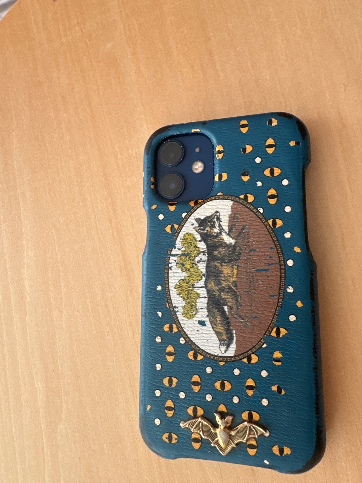 Uniek Gucci-stijl hoesje voor iPhone 12 mini, Gebruikt, Overige merken, Blauw, Hoesje of Tasje