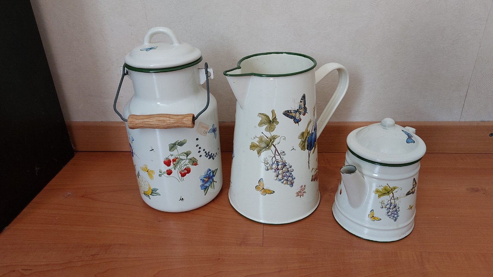geëmailleerde kannen set - Melkbus, kan, theepot, Ophalen